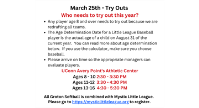 Tryouts March 25th - This Weekend
